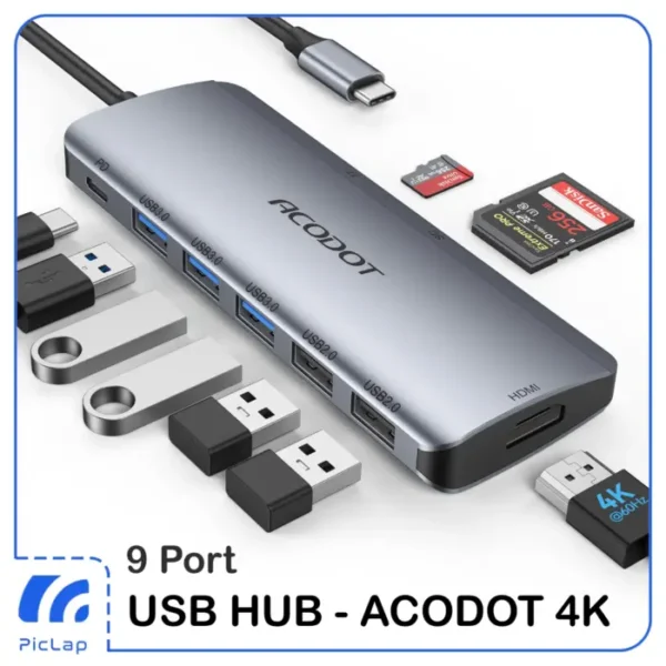 هاب 9 پورت USB-C آکادات